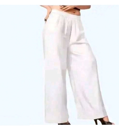 Generic Women's Casual Rayon Solid Ankle Length Palazzo (White, Free Size)