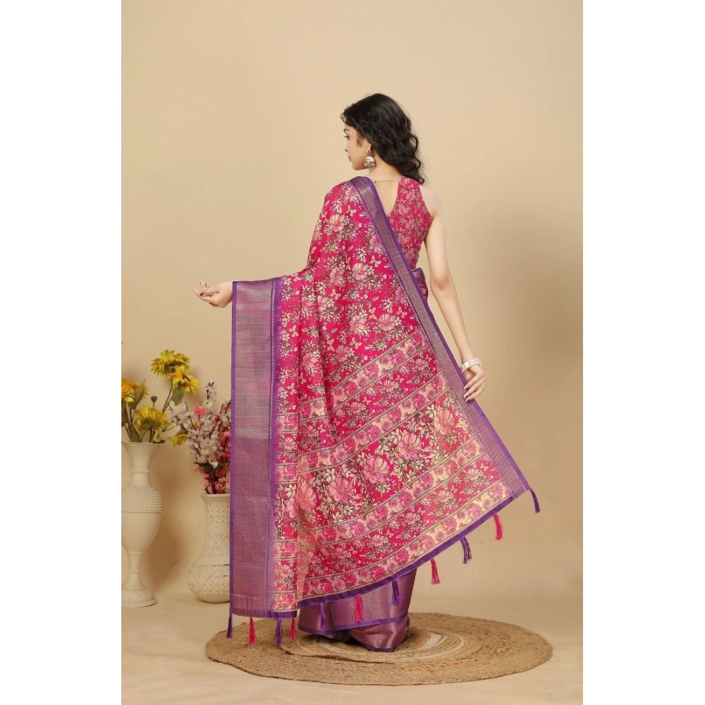 Generic Women's Cotton Silk Floral Printed Saree With Unstitched Blouse 5.5Mtr (Pink) Generic Women's Cotton Silk Floral Printed Saree With Unstitched Blouse 5.5Mtr (Pink)