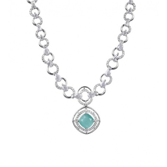 Generic Women's Brass Silver Plated Necklace set (Turquoise) Generic Women's Brass Silver Plated Necklace set (Turquoise)