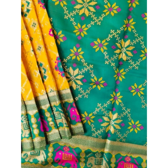 Generic Women's Patola Silk Meena And Zari Woven Saree With Unstitched Blouse 5.5Mtr (Yellow) Generic Women's Patola Silk Meena And Zari Woven Saree With Unstitched Blouse 5.5Mtr (Yellow)