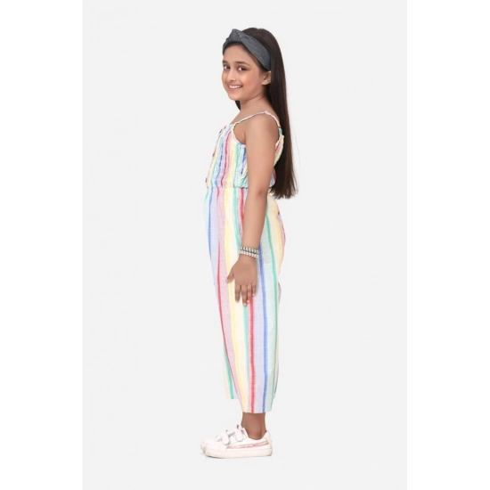 Generic Girl's Polyester Cotton Blend Striped Sleeveless Jumpsuit (Multicolor) Generic Girl's Polyester Cotton Blend Striped Sleeveless Jumpsuit (Multicolor)