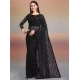 Generic Women's Net Self Design Saree With Unstitched Blouse 5.5Mtr (Black)