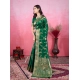 Generic Women's Banarasi Silk Printed Saree With Unstitched Blouse 5.5Mtr (Green)