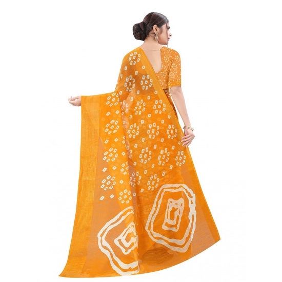 Generic Women's Cotton Silk Bandhni Saree With Unstitched Blouse 5.5Mtr (Yellow) Generic Women's Cotton Silk Bandhni Saree With Unstitched Blouse 5.5Mtr (Yellow)