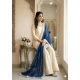 Generic Women's Silk Embroidered 3/4th Sleeve V-Neck Kurti With Sharara Pant and Dupatta Set (Cream & Blue) Generic Women's Silk Embroidered 3/4th Sleeve V-Neck Kurti With Sharara Pant and Dupatta Set (Cream & Blue)