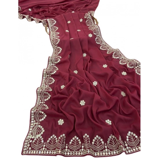 Generic Women's Georgette Embellished Saree With Unstitched Blouse 5.5Mtr (Maroon) Generic Women's Georgette Embellished Saree With Unstitched Blouse 5.5Mtr (Maroon)