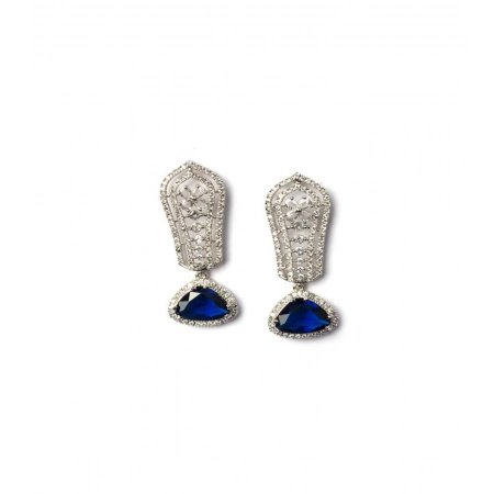 Generic Women's Brass Silver Plated Drop Earrings (Blue) Generic Women's Brass Silver Plated Drop Earrings (Blue)