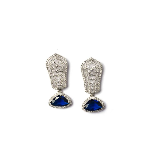 Generic Women's Brass Silver Plated Drop Earrings (Blue) Generic Women's Brass Silver Plated Drop Earrings (Blue)
