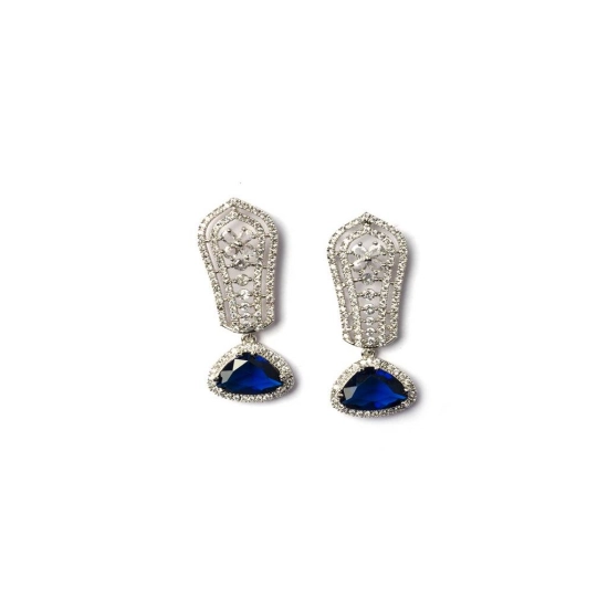 Generic Women's Brass Silver Plated Drop Earrings (Blue) Generic Women's Brass Silver Plated Drop Earrings (Blue)