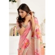 Generic Women's Linen Cotton Printed Ready To Wear Saree With Unstitched Blouse 5.5 Mtr (Light_Peach)