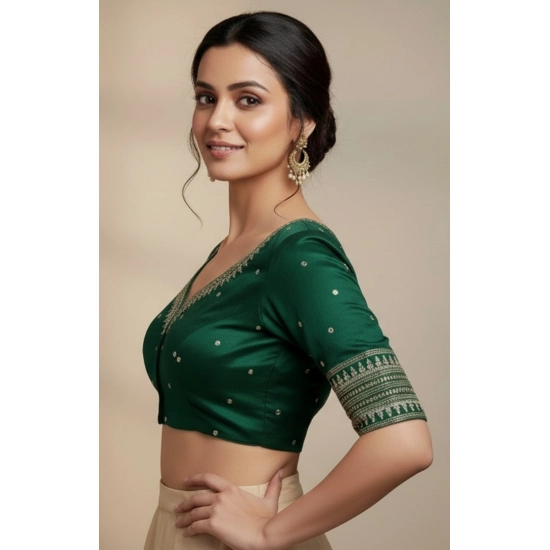 Generic Women's Vichitra Silk V Neck Padded Blouse (D-Green, 38 Ready Size (Self-Alterable 36–40) Generic Women's Vichitra Silk V Neck Padded Blouse (D-Green, 38 Ready Size (Self-Alterable 36–40)