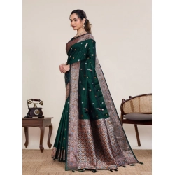 Generic Women's Jacquard Woven Saree With Unstitched Blouse 5.5Mtr (Green)
