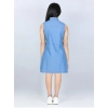Generic Girl's Denim Solid Cold Shoulder Dress (Blue) Generic Girl's Denim Solid Cold Shoulder Dress (Blue)