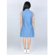 Generic Girl's Denim Solid Cold Shoulder Dress (Blue) Generic Girl's Denim Solid Cold Shoulder Dress (Blue)