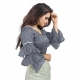 Generic Women's Organza Solid V Neck Layered Ruffle Sleeve Readymade Blouse (Grey Free Size , up to 38–40 Bust)-PID65851 Generic Women's Organza Solid V Neck Layered Ruffle Sleeve Readymade Blouse (Grey Free Size , up to 38–40 Bust)-PID65851