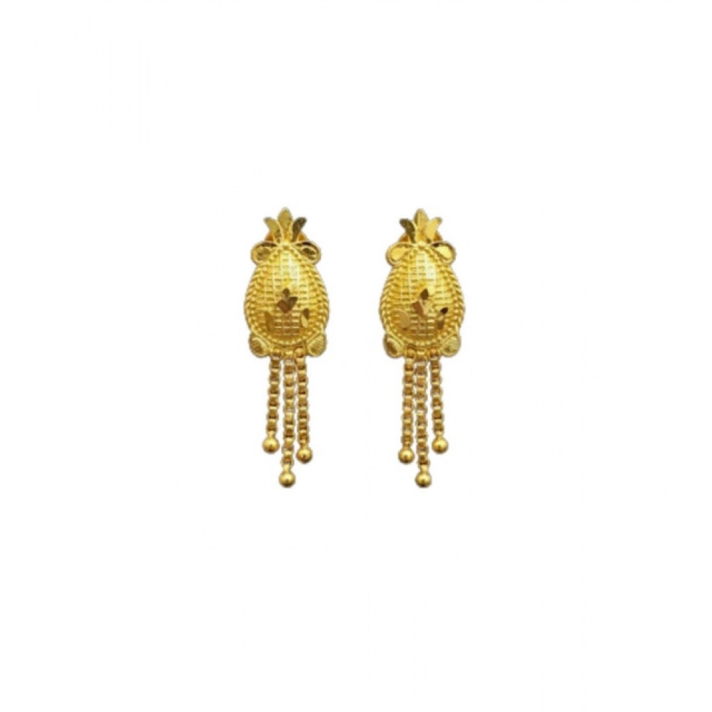 Generic Women's Pack of_2 Brass Gold-Plated Earrings (Gold)