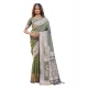 Generic Women's Jacquard Printed Saree With Unstitched Blouse 5.5Mtr (Olive Green)