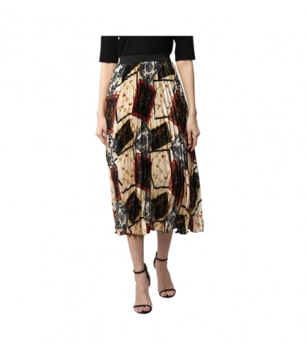 Generic Women's Satin Pleated Elasticated Skirt (Multicolor)