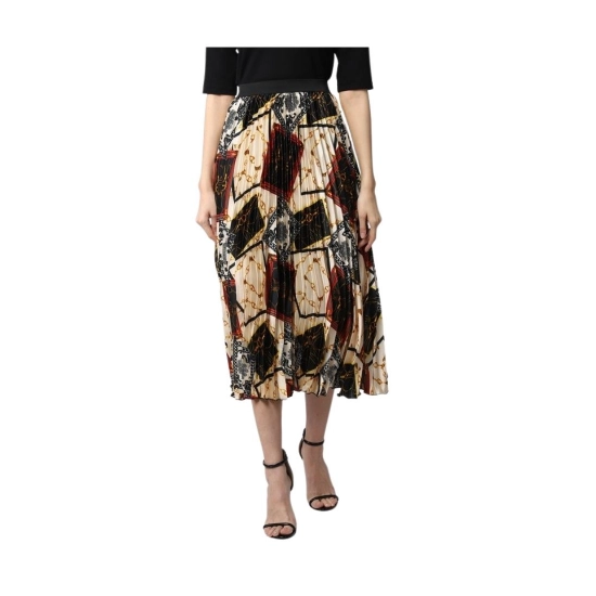 Generic Women's Satin Pleated Elasticated Skirt (Multicolor) Generic Women's Satin Pleated Elasticated Skirt (Multicolor)
