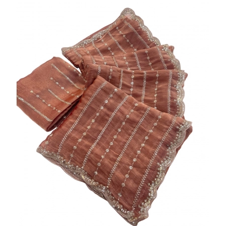 Generic Women's Slik Embellished Saree With Unstitched Blouse 5.5Mtr (Brown) Generic Women's Slik Embellished Saree With Unstitched Blouse 5.5Mtr (Brown)