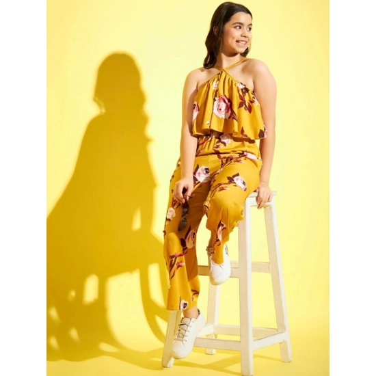 Generic Girl's Polyester Crepe Floral Sleeveless Jumpsuit (Mustard) Generic Girl's Polyester Crepe Floral Sleeveless Jumpsuit (Mustard)