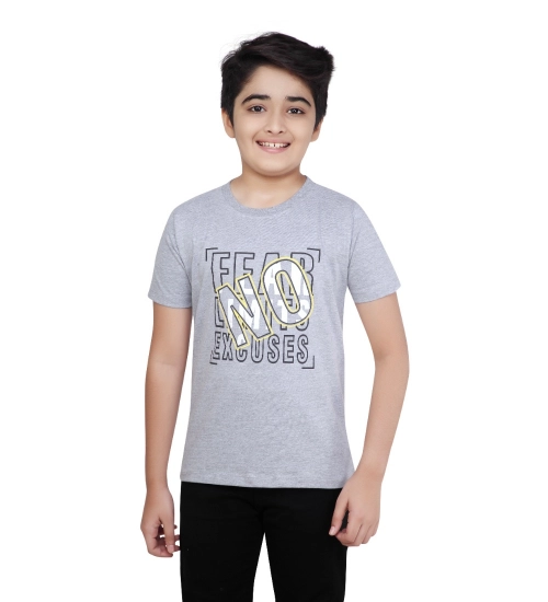Generic Boy's Cotton Grapic Printed Round Neck T-Shirt (Grey Melange)