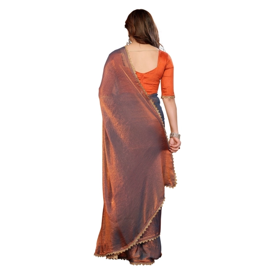 Generic Women's Georgette Printed Saree With Unstitched Blouse 5.5Mtr (Orange)
