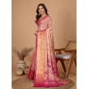 Generic Women's Jacquard Saree With Unstitched Blouse 5.5Mtr (Pink)