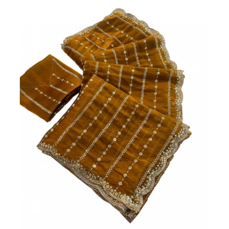 Generic Women's Slik Embellished Saree With Unstitched Blouse 5.5Mtr (Mustard) Generic Women's Slik Embellished Saree With Unstitched Blouse 5.5Mtr (Mustard)