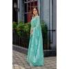Generic Women's Faux Shimmer Geometric Ready to wear Saree With Unstitched Blouse 5.5Mtr (Light_AquaBlue) Generic Women's Faux Shimmer Geometric Ready to wear Saree With Unstitched Blouse 5.5Mtr (Light_AquaBlue)