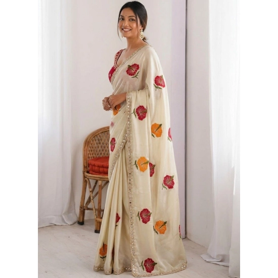 Generic Women's Georgette Embellished Saree With Unstitched Blouse 5.5Mtr (Beige) Generic Women's Georgette Embellished Saree With Unstitched Blouse 5.5Mtr (Beige)