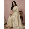 Generic Women's Cotton Printed Saree With Unstitched Blouse 5.5Mtr (Cream)