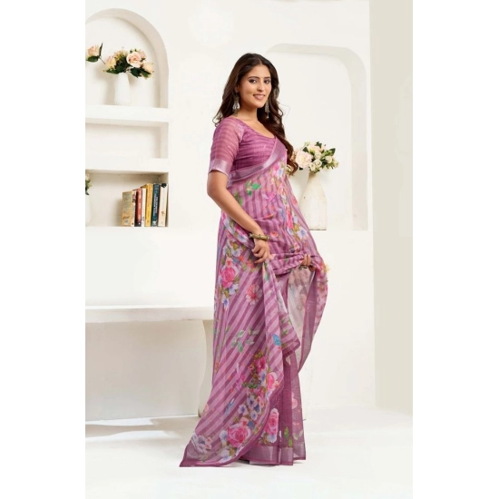 Generic Women's Faux Linen Floral Print Ready to wear Saree With Unstitched Blouse 5.5Mtr (Pink) Generic Women's Faux Linen Floral Print Ready to wear Saree With Unstitched Blouse 5.5Mtr (Pink)
