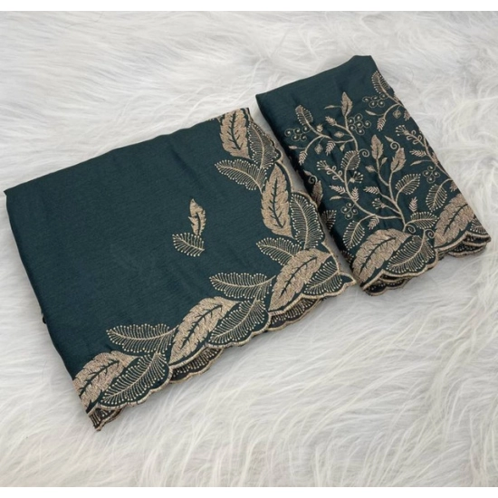 Generic Women's Georgette Embroidered Saree With Unstitched Blouse 5.5Mtr (Teal) Generic Women's Georgette Embroidered Saree With Unstitched Blouse 5.5Mtr (Teal)