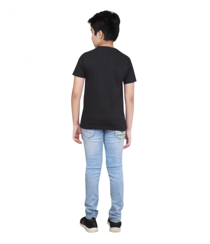 Generic Boy's Cotton Grapic Printed Round Neck T-Shirt (Black)