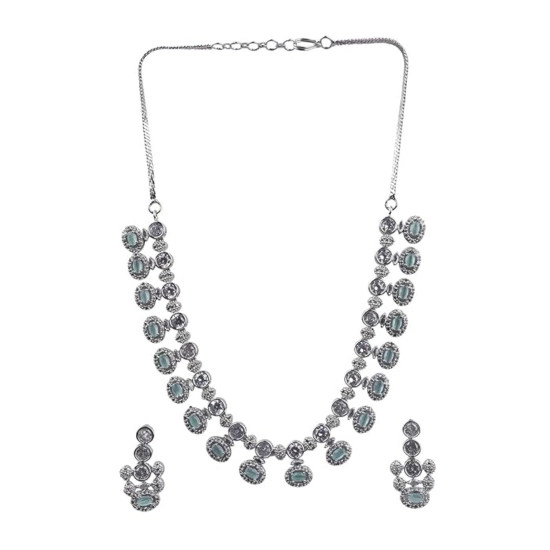 Generic Women's Brass Silver Plated Necklace set (Turquoise) Generic Women's Brass Silver Plated Necklace set (Turquoise)