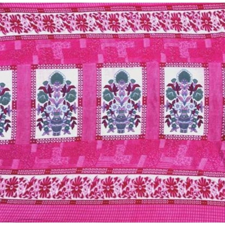 Generic Fleece Floral Printed Double Polar Warm Bedsheet with 2 Pillow Cover (Pink)