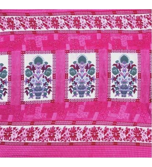 Generic Fleece Floral Printed Double Polar Warm Bedsheet with 2 Pillow Cover (Pink)