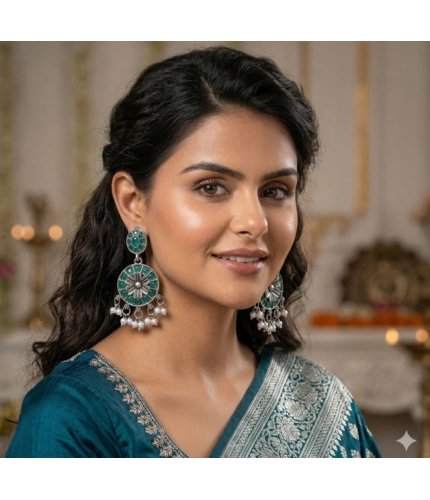Generic Women's Zinc Alloy Gold Plated Chandbali Earrings (Multicolor)