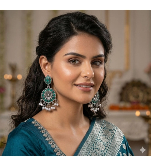 Generic Women's Zinc Alloy Gold Plated Chandbali Earrings (Multicolor)