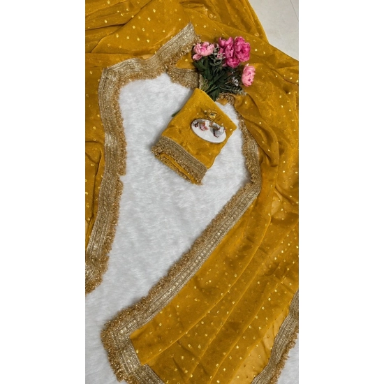 Generic Women's Silk Embellished Saree With Unstitched Blouse 5.5Mtr (Yellow) Generic Women's Silk Embellished Saree With Unstitched Blouse 5.5Mtr (Yellow)