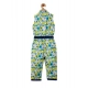 Generic Girl's Cotton Floral Sleeveless Jumpsuit (Yellow)