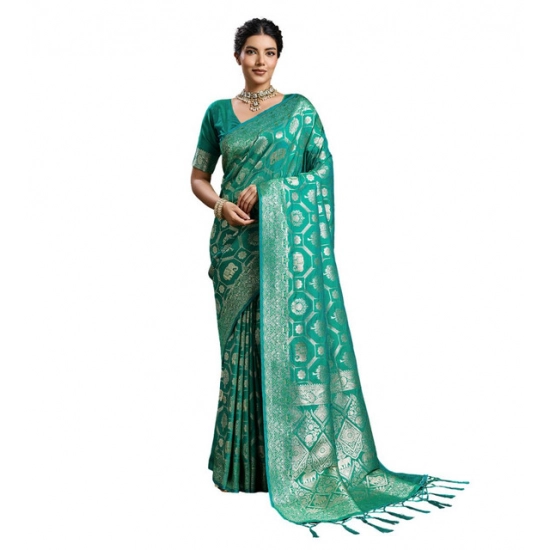 Generic Women's Silk Blend Printed Saree With Unstitched Blouse 5.5Mtr (Rama Green) Generic Women's Silk Blend Printed Saree With Unstitched Blouse 5.5Mtr (Rama Green)