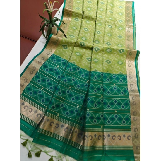 Generic Women's Raw Silk Ikkat Saree With Unstitched Blouse 5.5Mtr (Green) Generic Women's Raw Silk Ikkat Saree With Unstitched Blouse 5.5Mtr (Green)