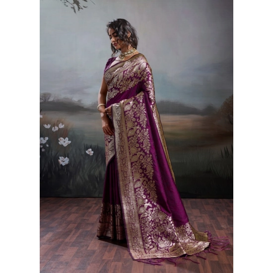 Generic Women's Silk Blend Printed Saree With Unstitched Blouse 5.5Mtr (Wine) Generic Women's Silk Blend Printed Saree With Unstitched Blouse 5.5Mtr (Wine)