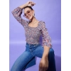 Generic Women's Polyester Floral Long Sleeves Top (Multicolor)