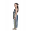 Generic Girl's Rayon Striped Sleeveless Jumpsuit (Blue)