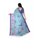 Generic Women's Georgette Floral Printed Saree With Unstitched Blouse 5.5Mtr (Blue)
