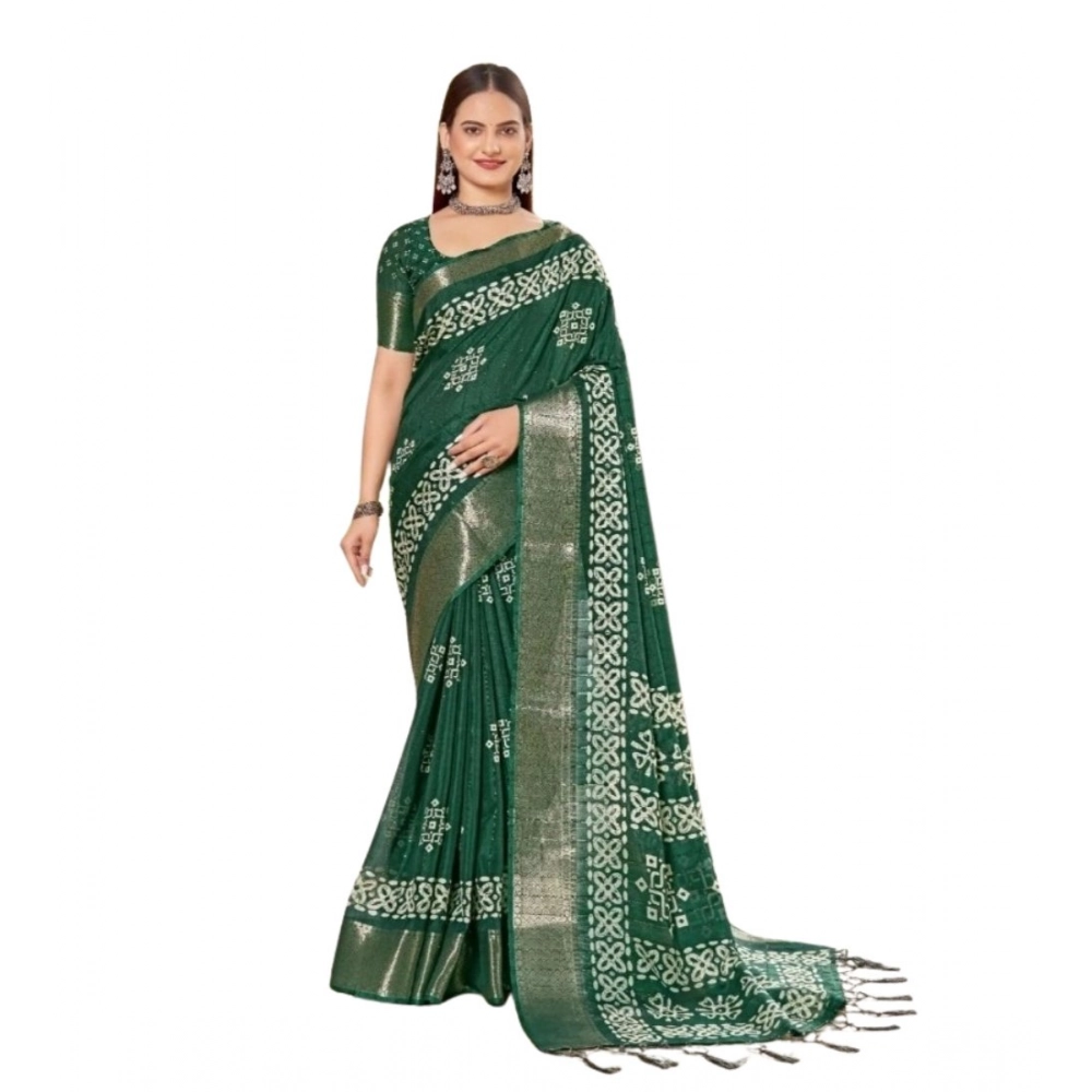 Generic Women's Cotton Silk Printed Saree With Unstitched Blouse 5.5Mtr (Green) Generic Women's Cotton Silk Printed Saree With Unstitched Blouse 5.5Mtr (Green)