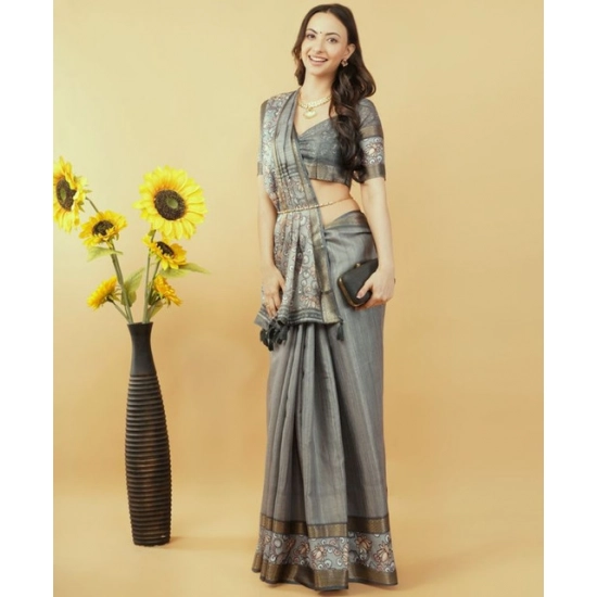 Generic Women's Polyester Printed Saree With Unstitched Blouse 5.5 Mtr (Grey) Generic Women's Polyester Printed Saree With Unstitched Blouse 5.5 Mtr (Grey)